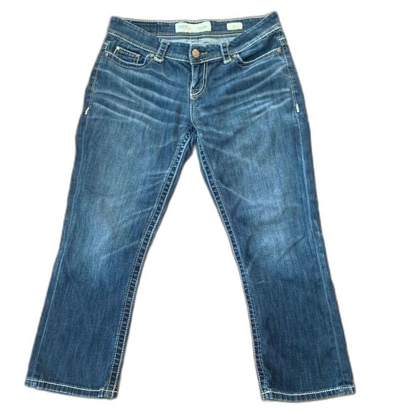 BKE Payton Mid Rise Cropped Medium Wash Flap Pocket Jeans 32x24 - Picture 1 of 14